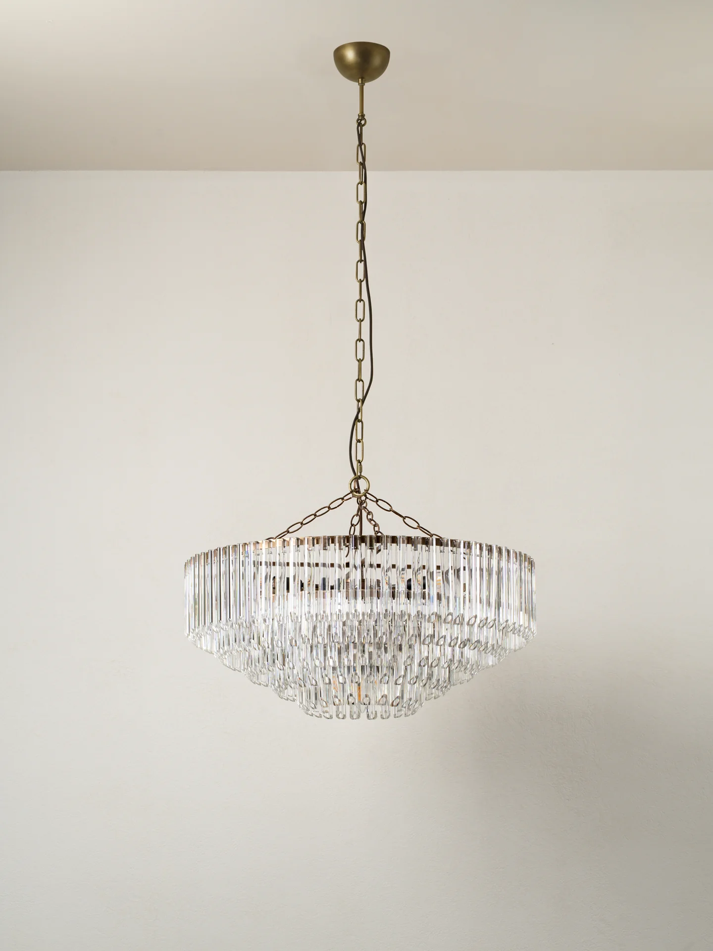 Petalia - 9 light aged brass and clear glass tube wide chandelier - Image 4