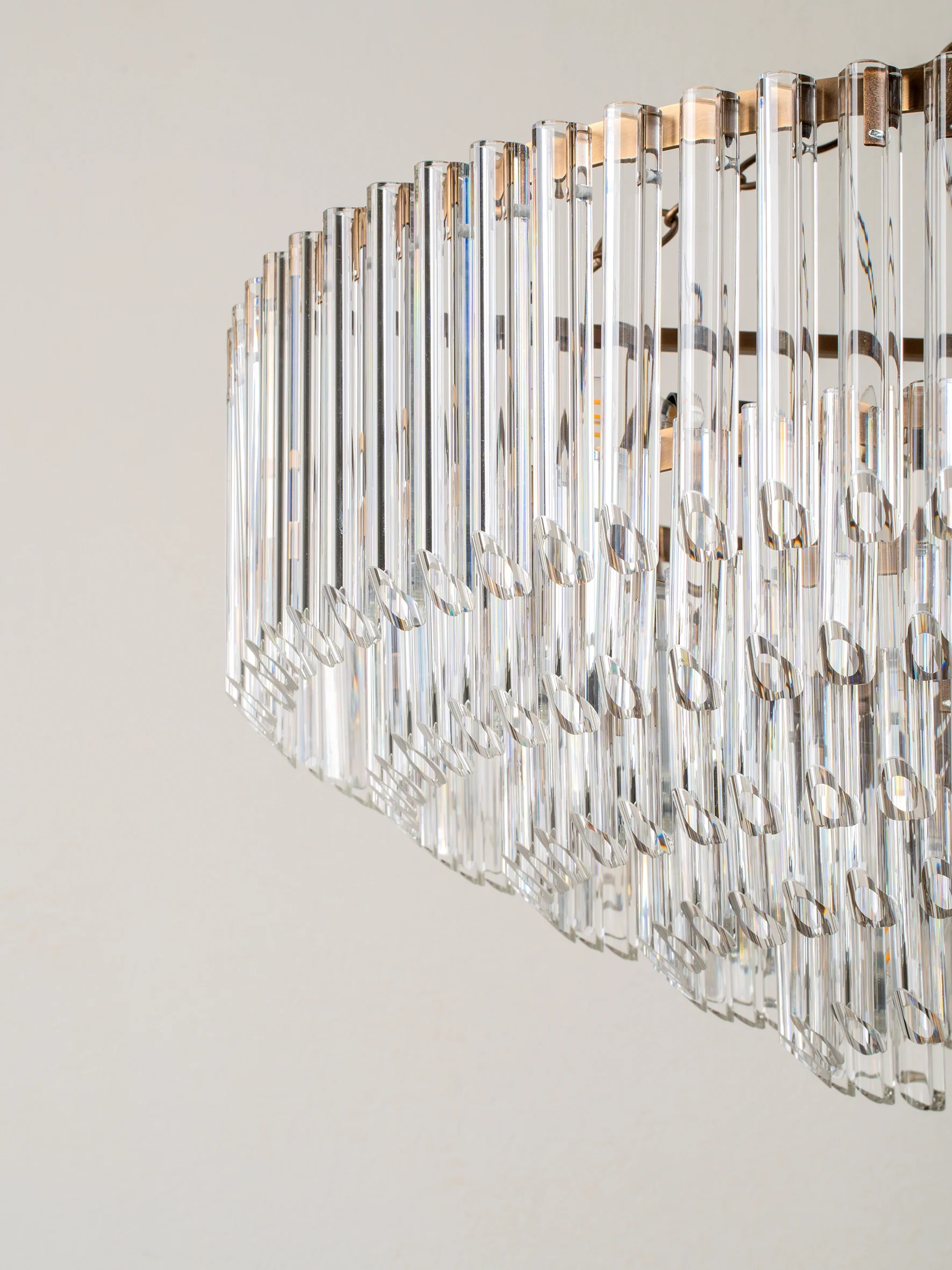 Petalia - 9 light aged brass and clear glass tube wide chandelier - Image 6