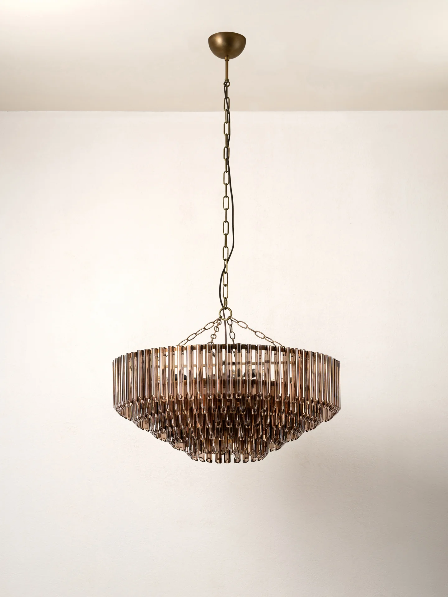 Petalia - 9 light bronze and smoked chocolate glass tube wide chandelier - Image 3