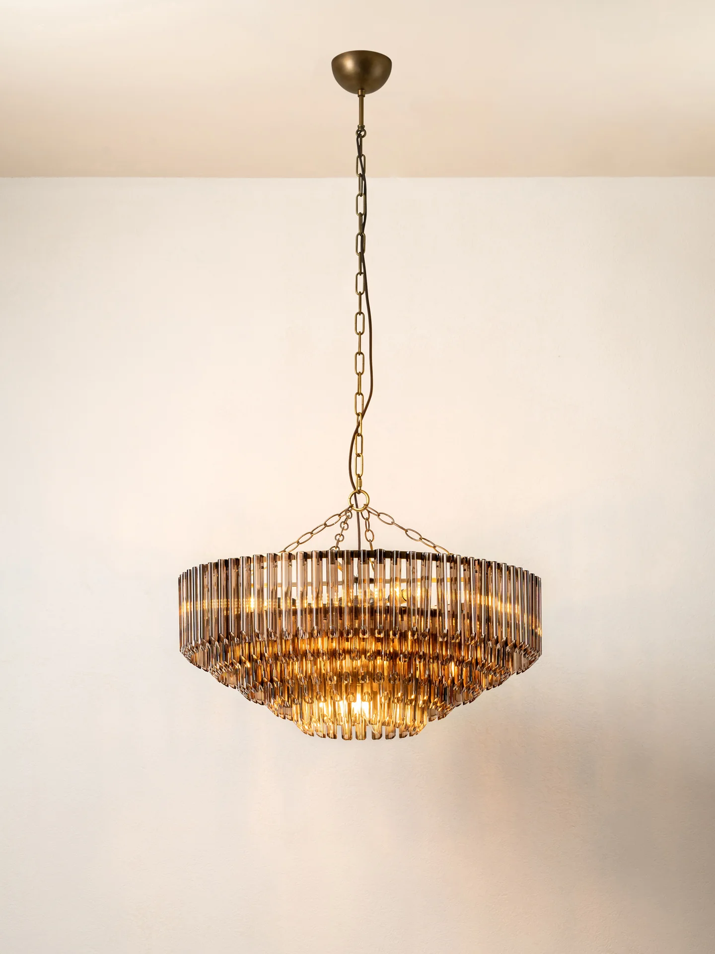 Petalia - 9 light bronze and smoked chocolate glass tube wide chandelier - Image 4