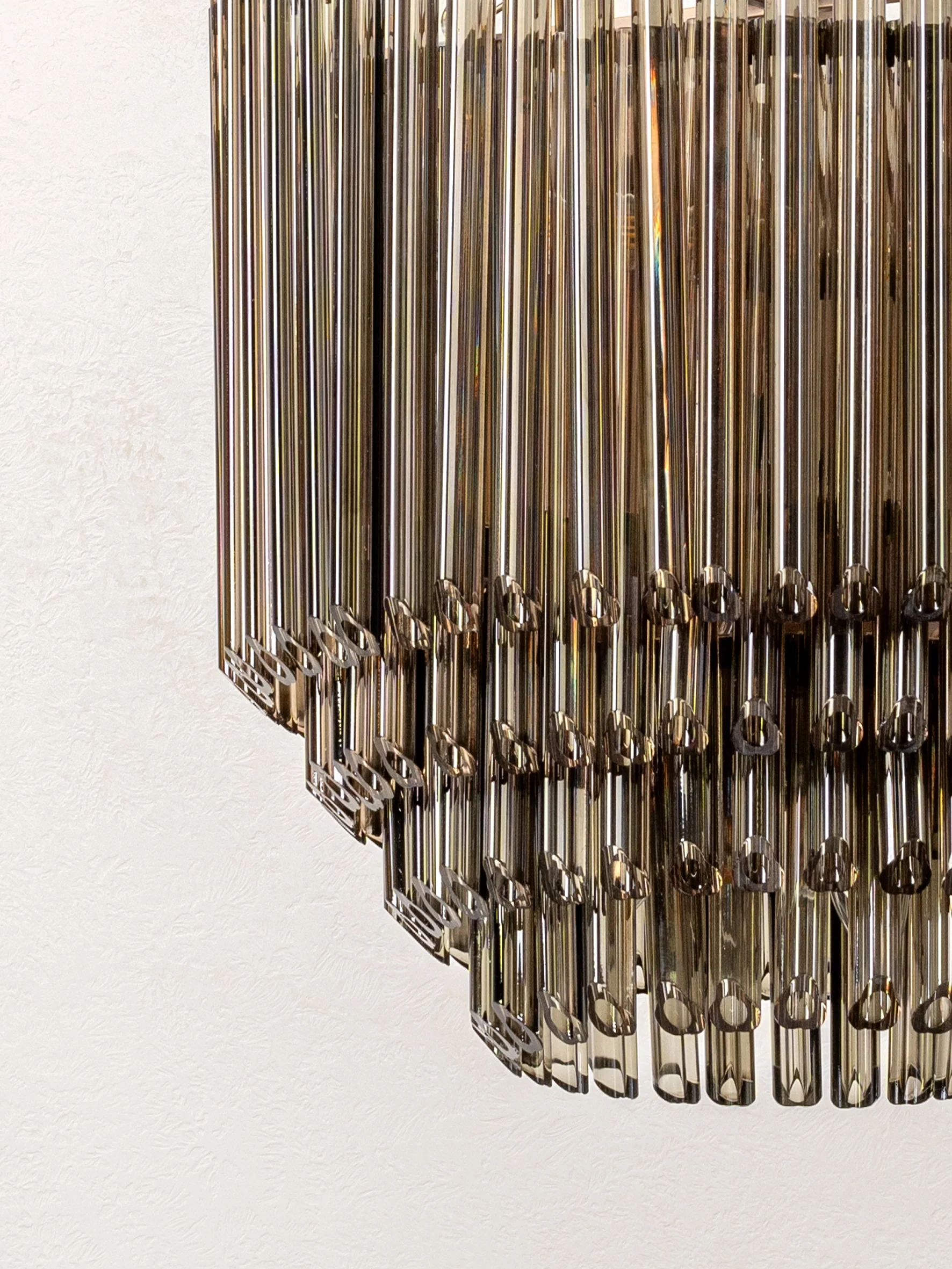 Petalia - 9 light aged brass and smoked green glass tube tall chandelier - Image 4