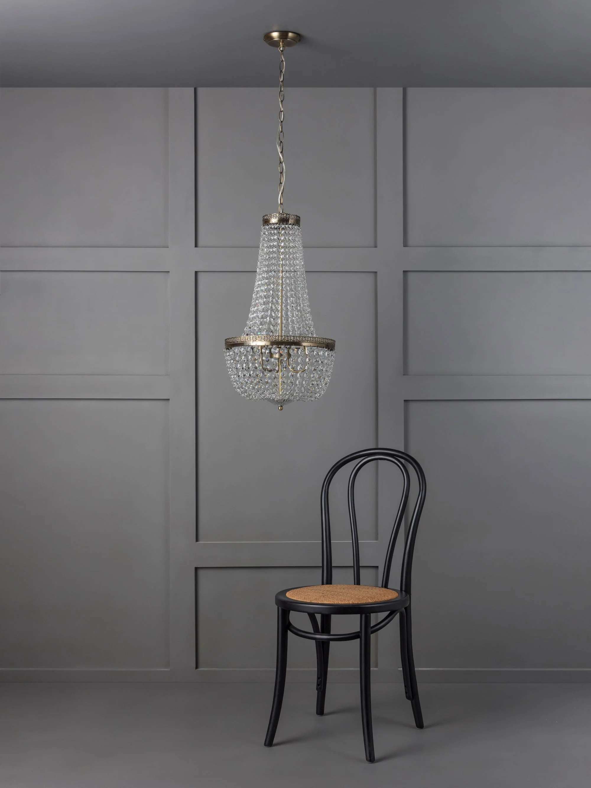 Pioni - 3 light antique brass crystal glass chandelier - Image 4