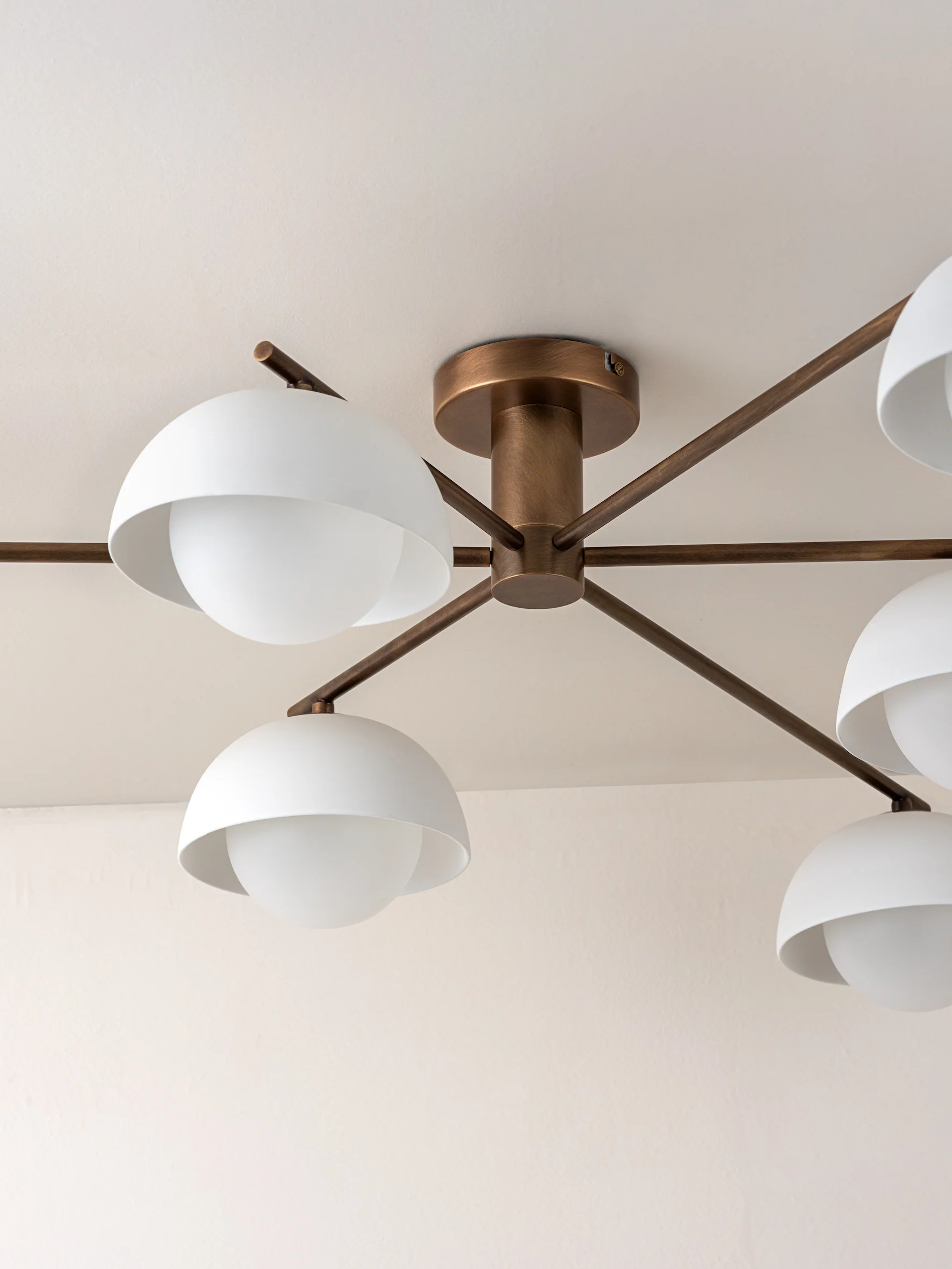 Porsa - 6 light aged brass and warm white porcelain flush - Image 4