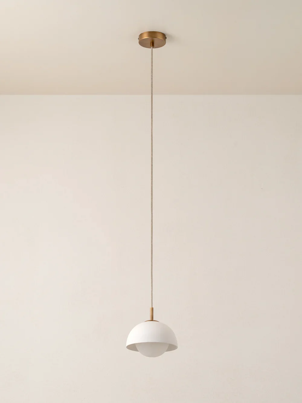 Porsa aged brass and warm white porcelain pendant - Image 3