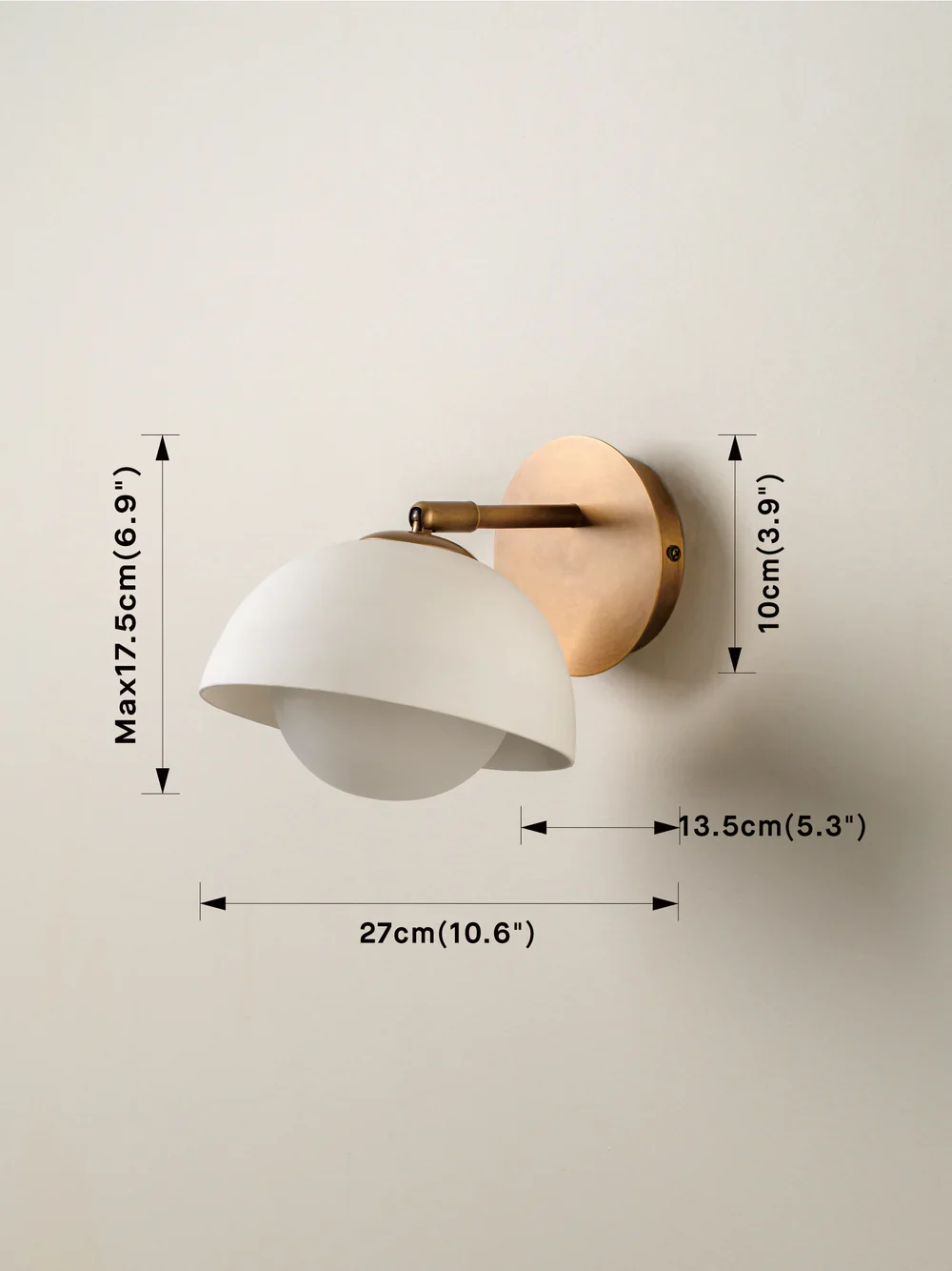 Porsa aged brass and warm white porcelain wall light - Image 4