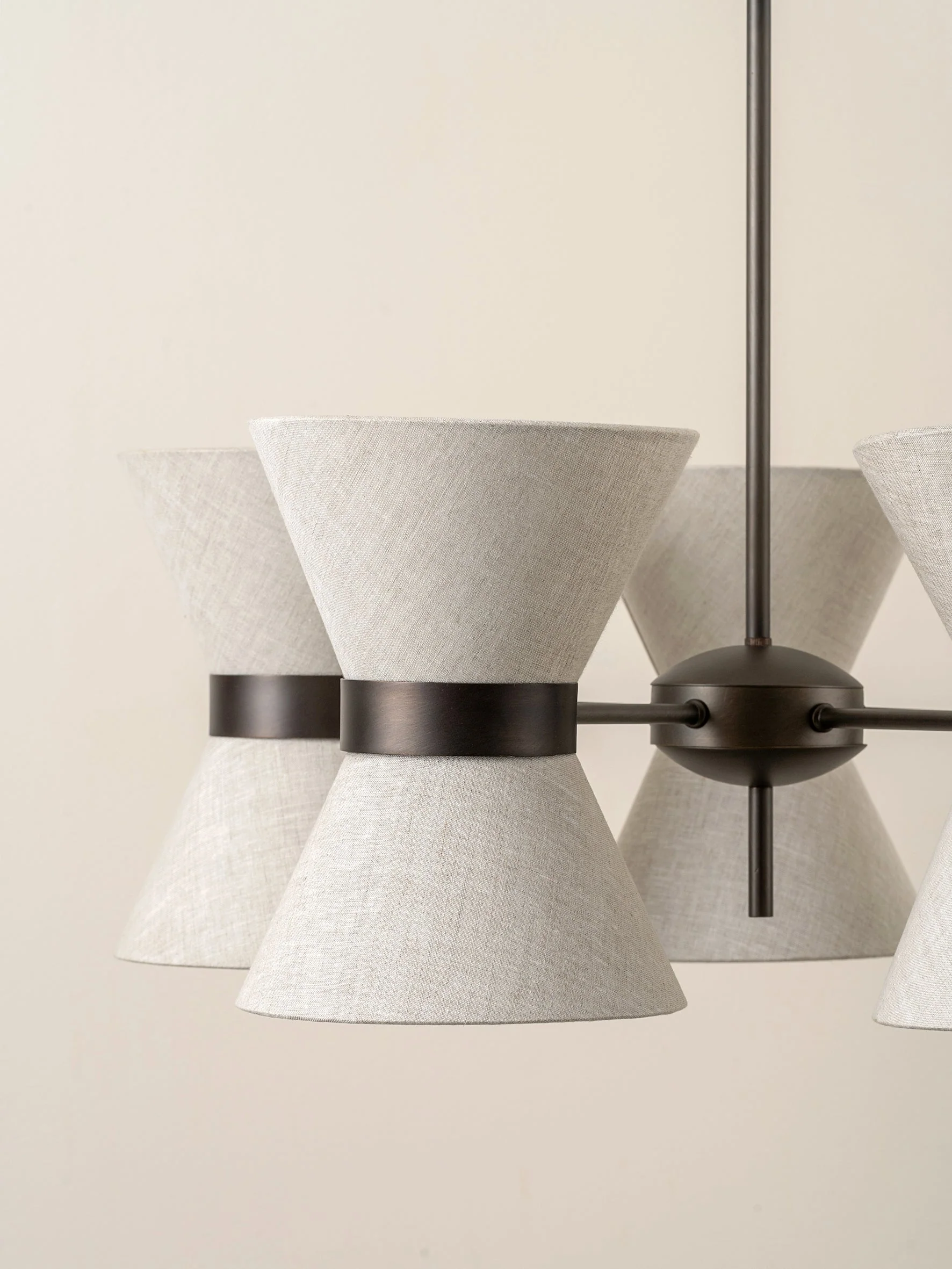 Renwick - 5 light linen and bronze pendant - Image 4