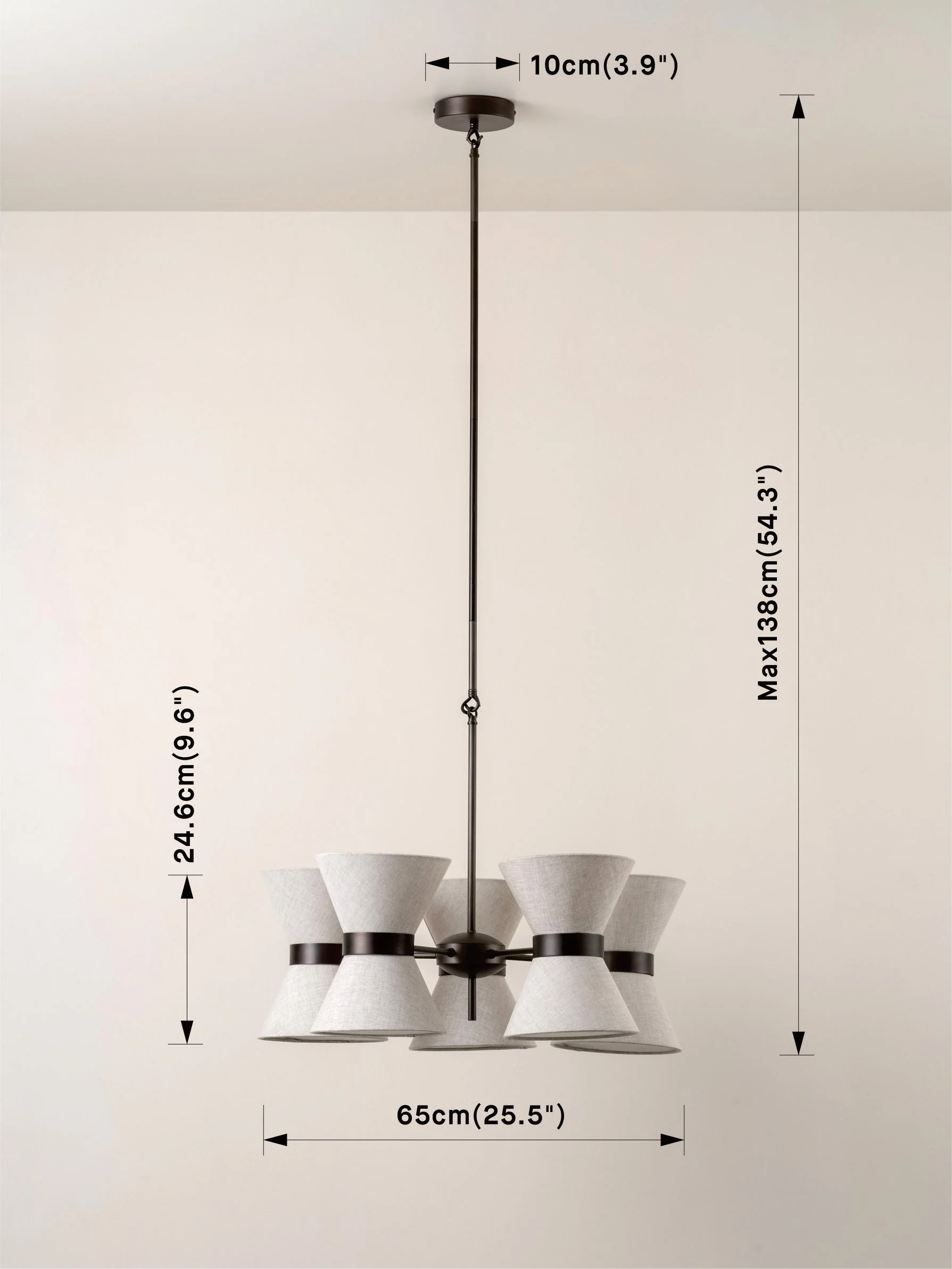 Renwick - 5 light linen and bronze pendant - Image 7
