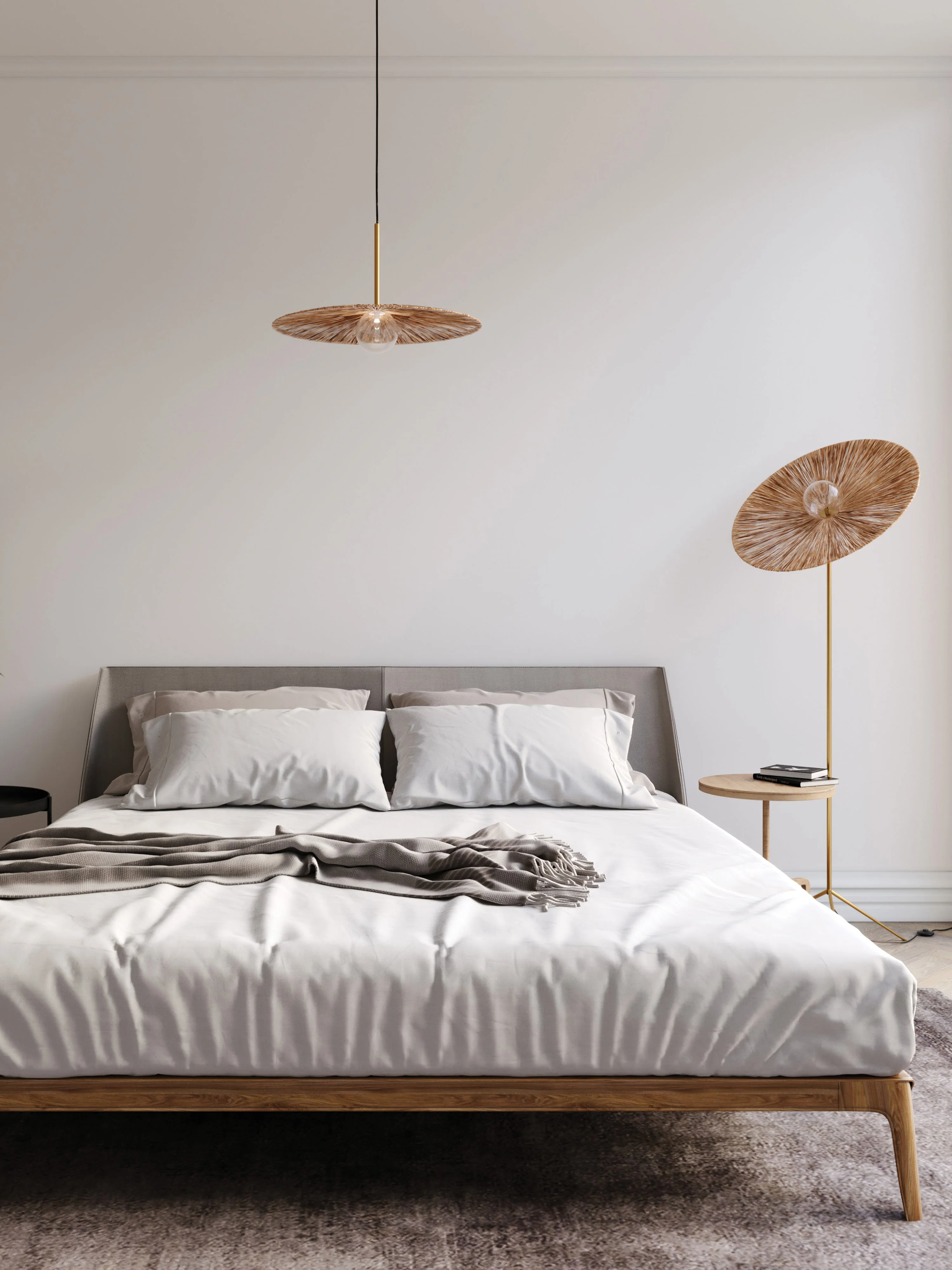 Ridotti - 1 Light Natural Raffia and Burnished Brass Floor Lamp - Image 6
