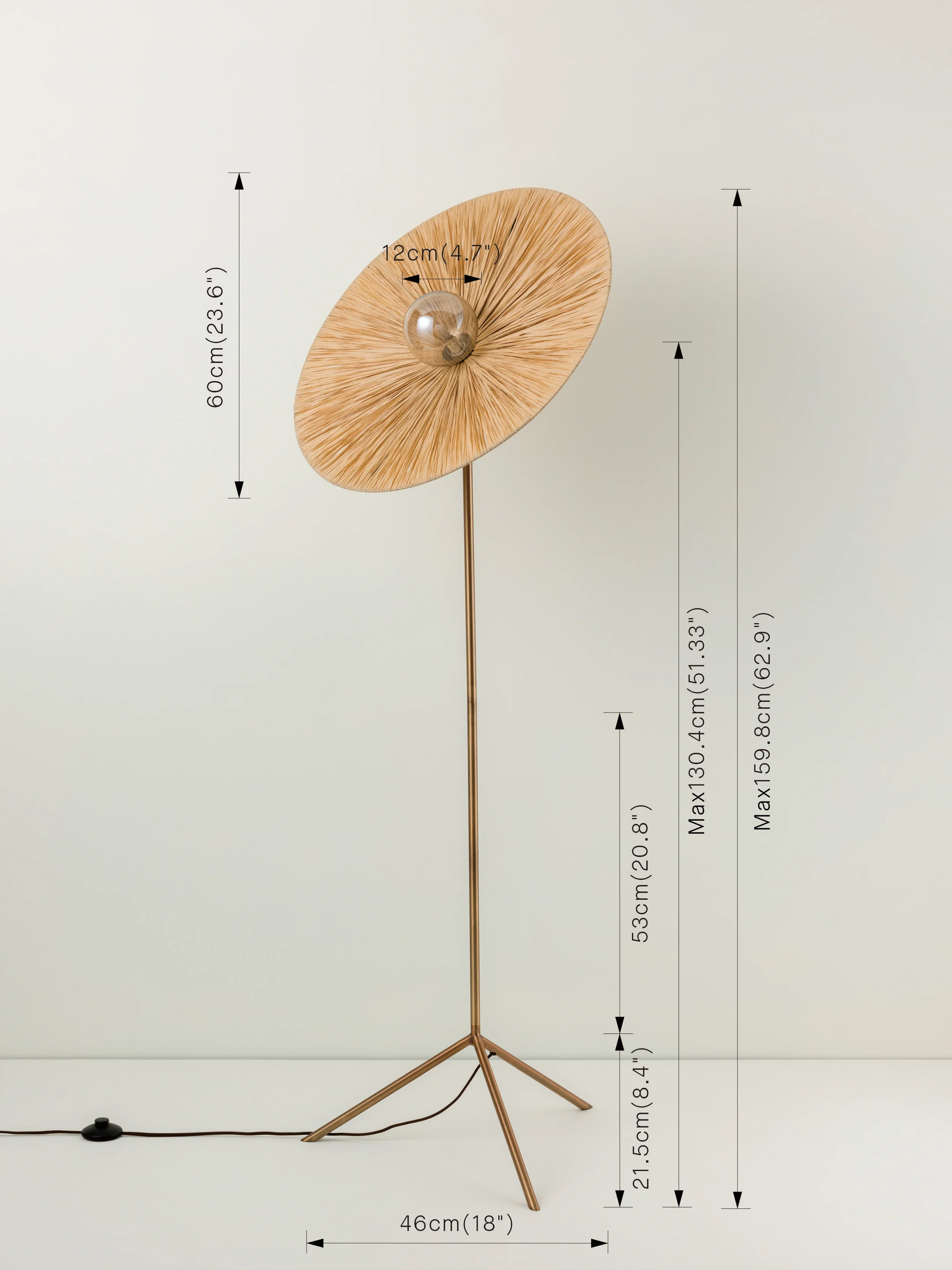 Ridotti - 1 Light Natural Raffia and Burnished Brass Floor Lamp - Image 7