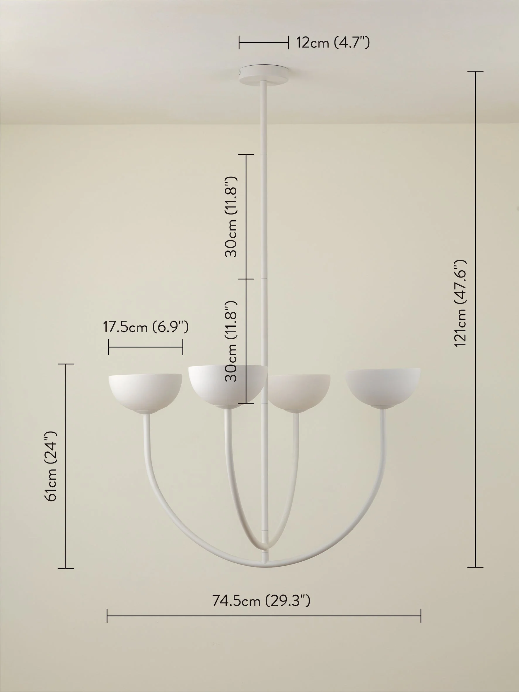 Ruzo - 4 light warm white porcelain ceiling pendant - Image 8