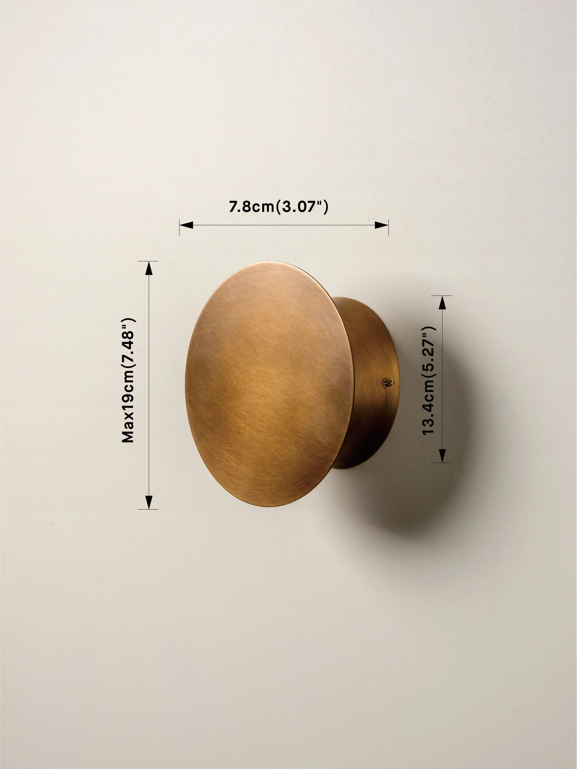 Santi - LED adjustable aged brass disc wall light - Image 5