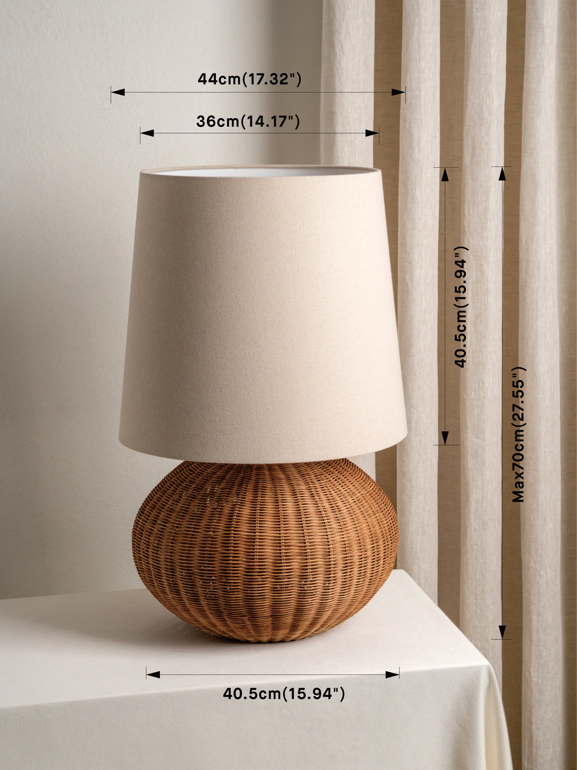 Sanvi - extra large rattan globe table lamp - Image 7